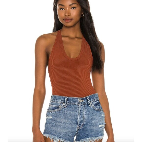 NEW Free People Speed Dial Bodysuit Bronze Brown NWOT - Size M - Picture 1 of 9